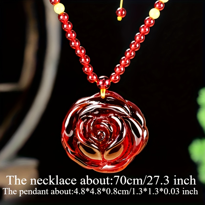Elegant Bohemian Rose Pendant Necklace in Amber Hue